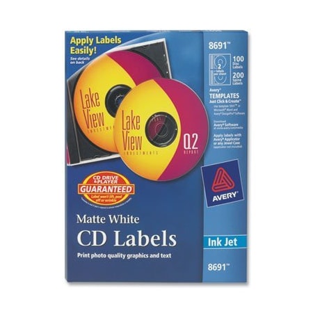 Avery Dennison Avery, Inkjet Cd Labels, Matte White, 100PK 8691